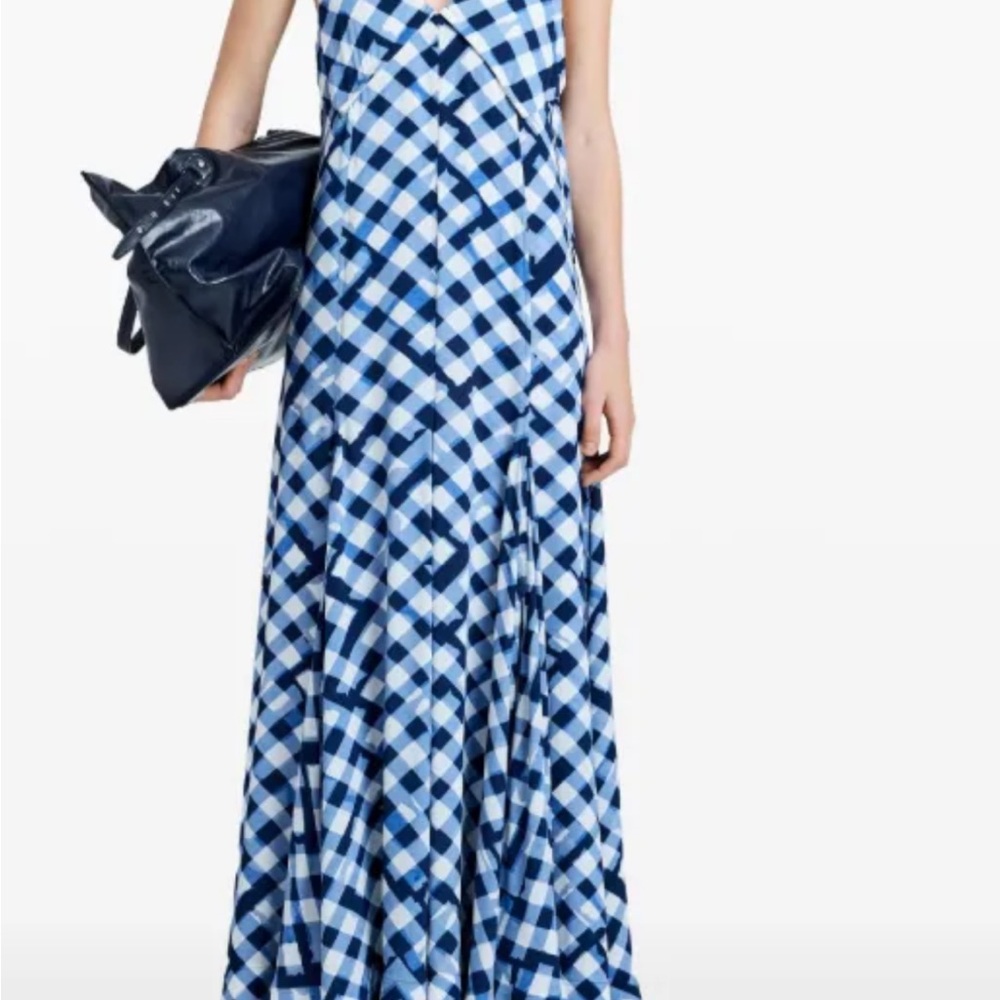 Proenza Schouler Blue and White Checkered Maxi Dress